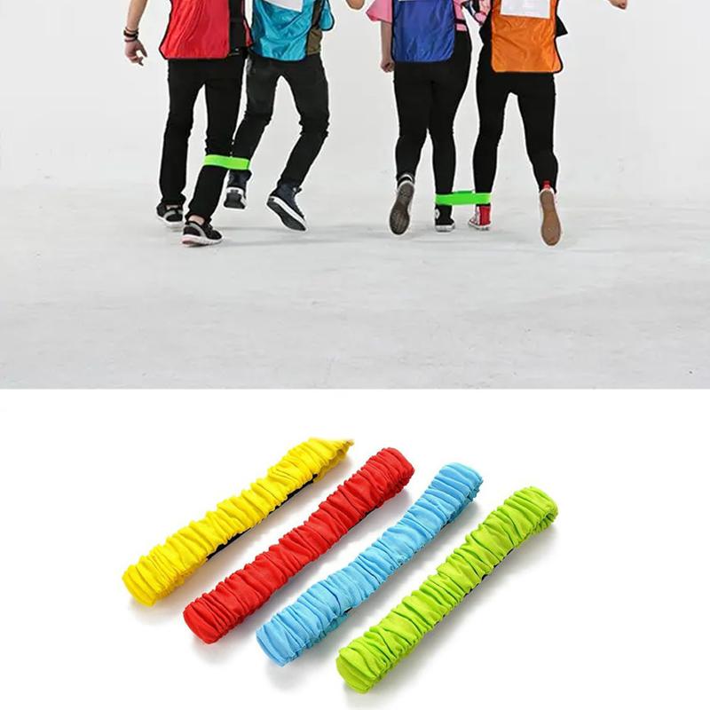 2 Person 3 Foot Group Toy Elastic Bandage Multi Person Outdoor Sports Feet Binding Rope Props Parent-Child Game Elastic Bandage