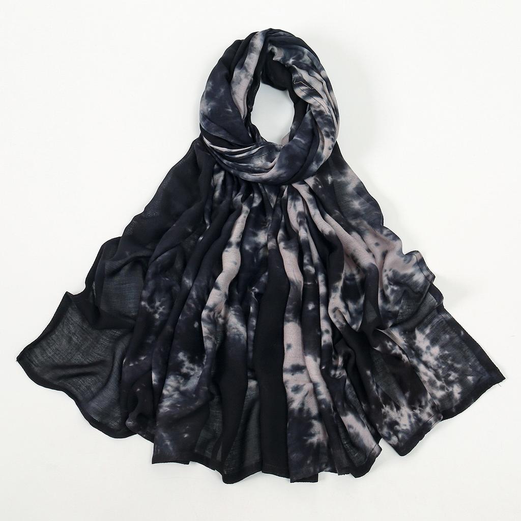 Women'S Vintage Gradient Ombre Shawl Cotton Rayon Blend Breathable Windproof Sun-Proof Yarn-Dyed Fashion Muslim Hijab Scarf
