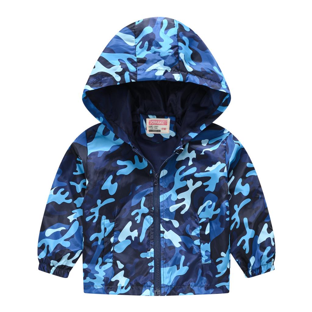 Toddler Kids Cartoon Print Hooded Jacket Boys Girls Lightweight Windproof Zip Up Casual Outerwear Coat