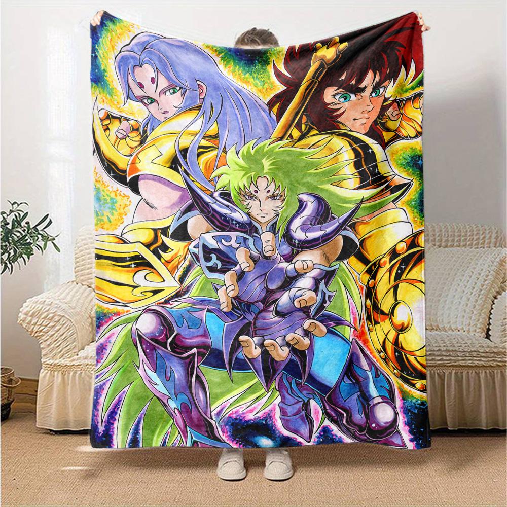 Saint Seiya Legend Sanctuary Flannel Blanket Super Soft Warm Cozy Blanket For Sofa Bed Office Travel Allseason Home Decor Gift