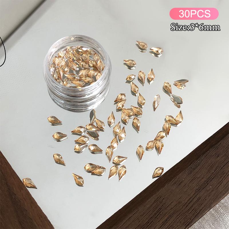 30Pcs Irregular-Shaped Drill Nail Art Rhinestones 3D Crystal Pearl Stones for DIY Manicure Decorations Accessories