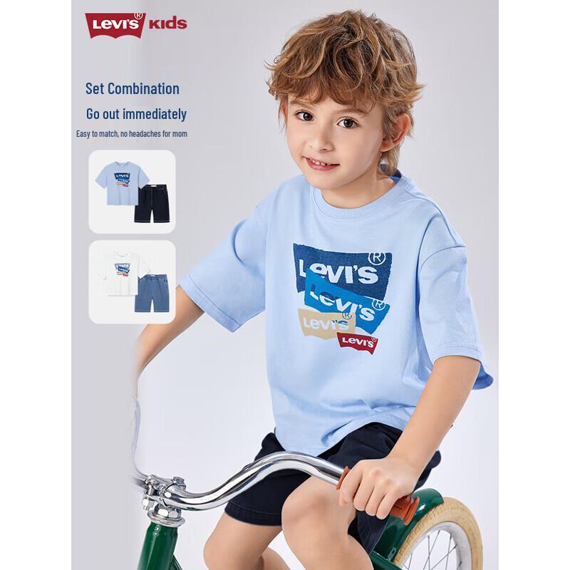 Levi s Kids  Boys  Short Sleeve T-shirt & Denim Shorts Set 120/60 (Height 110-116cm)