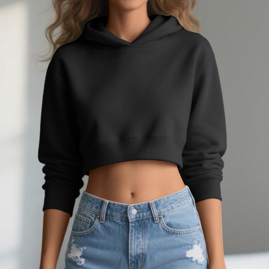 Women's Fashionable Casual Versatile Loose Short Cotton Hooded Pullover Sweatshirt