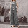 ZANZEA Women Sleeveless Vest Tops and Pants Summer Two Piece Suit Sets