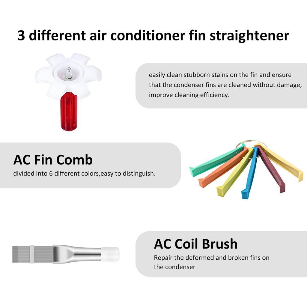 5 PCS   Conditioner Fin Cleaner Set   Conditioner Condenser Fin Comb  Ac Coil Cleaner   Refrigerator Fin Cleaner Evaporator      Clea