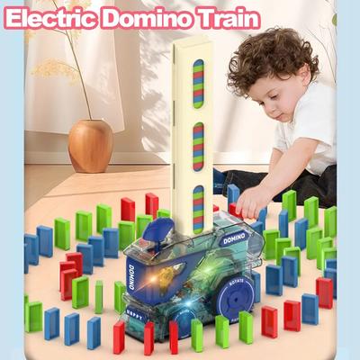 Electric Domino Train Puzzle Toys Kids Automatic Laying Dominoes Set Brick Blocks Kits Lighting Sound Educational Toy Children