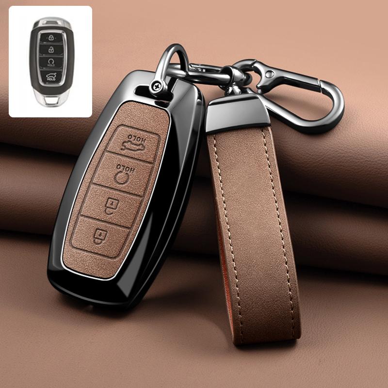 3/4/5 Button Zinc Alloy Leather Car Key Cover For Modern I30 Ix35 Kona Encino Solaris Azera Grandeur Ig Accent Santa Fe Palisade