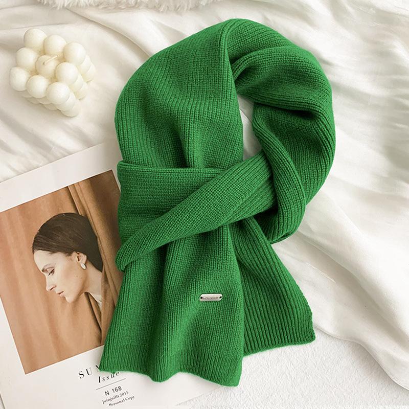 Scarf Women's Winter Scarf Solid Color Versatile Korean New Popular Winter Soft Knitting Men