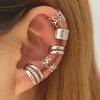 5pcs/set Retro Multi-element Leaf Geometric Ear Cuff Non-Piercing Ear Bone Clip Men and Women Summer Jewelry Boho