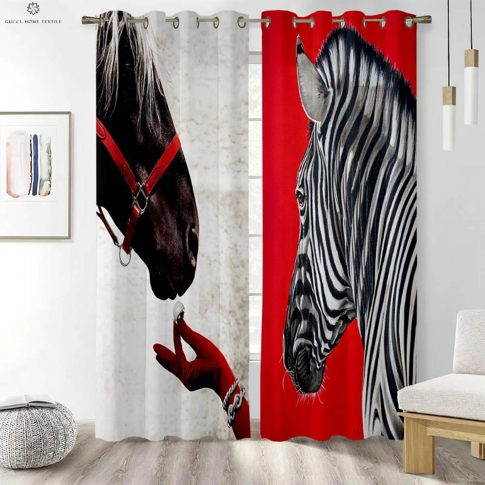 Forest Animal Care Cartoon Printed Drapes Suitable for Bed Room Living Room Kids Bed Room Decor Curtains Home Decoration