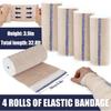 Venda Elástica de Algodón, 4 Rollos de 10 cm x 4,5 m Vendas Elásticas de Compresión con Cierre de Velcro, Venda Elástica de Soporte Deportivo para Muñecas, Piernas, Rodillas