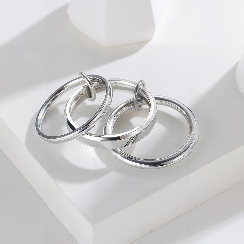 European-American Titanium Steel Stackable Finger Ring - Niche Design