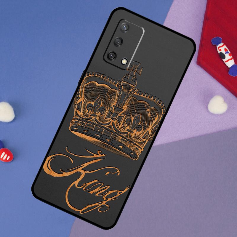 King Queen Crown Case For Oppo A78 A18 A38 A74 A94 A54 A58 A98 A80 A60 A40 A96 A76 A16 A15 A17 A57 A5 A6 Pro