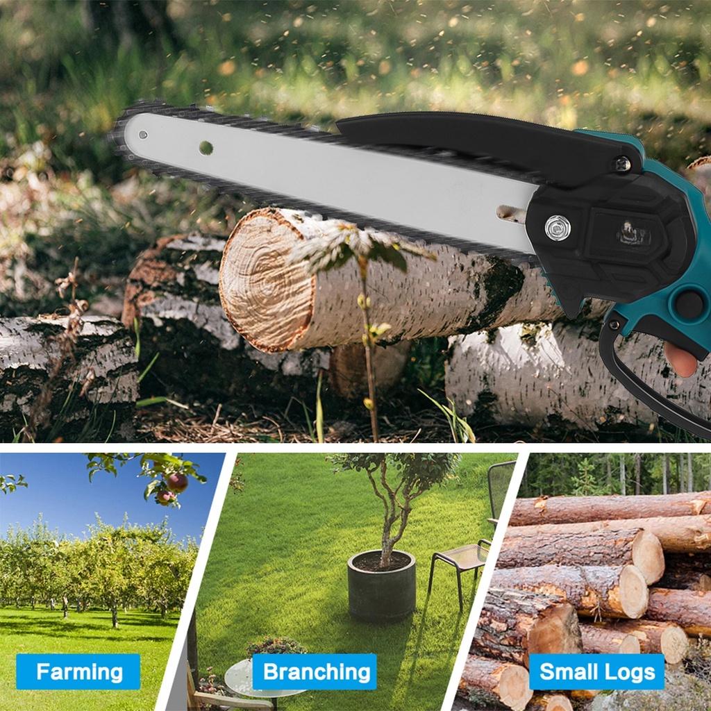 88VF Brushless Electric Chain Saw Mini Chainsaw Rechargeable Wood Cutter Pruning Garden Power Tool For Makita 18V Battery 8 Inches