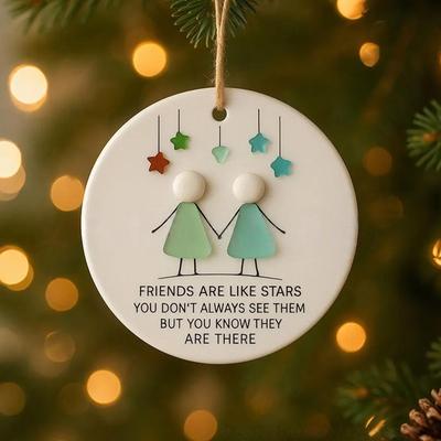 Freundschaft Weihnachtsbaumschmuck Acryl Weihnachts-Freundschaftsschmuck Handgeschnitzte Herzform Handgefertigter Erinnerungsanhänger