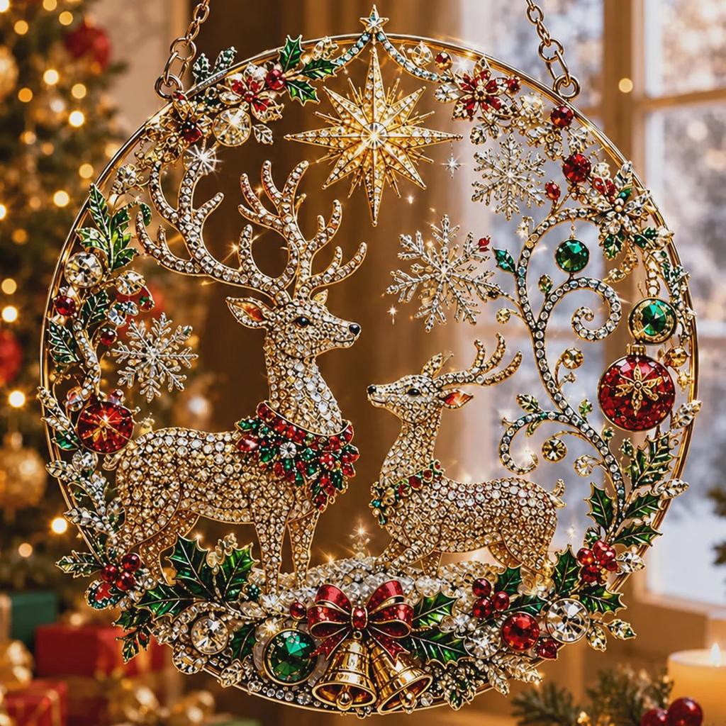 Round 2d Acrylic Ornament Creative Christmas Hanging Christmas Decoration Delicate Christmas Tree Ornament
