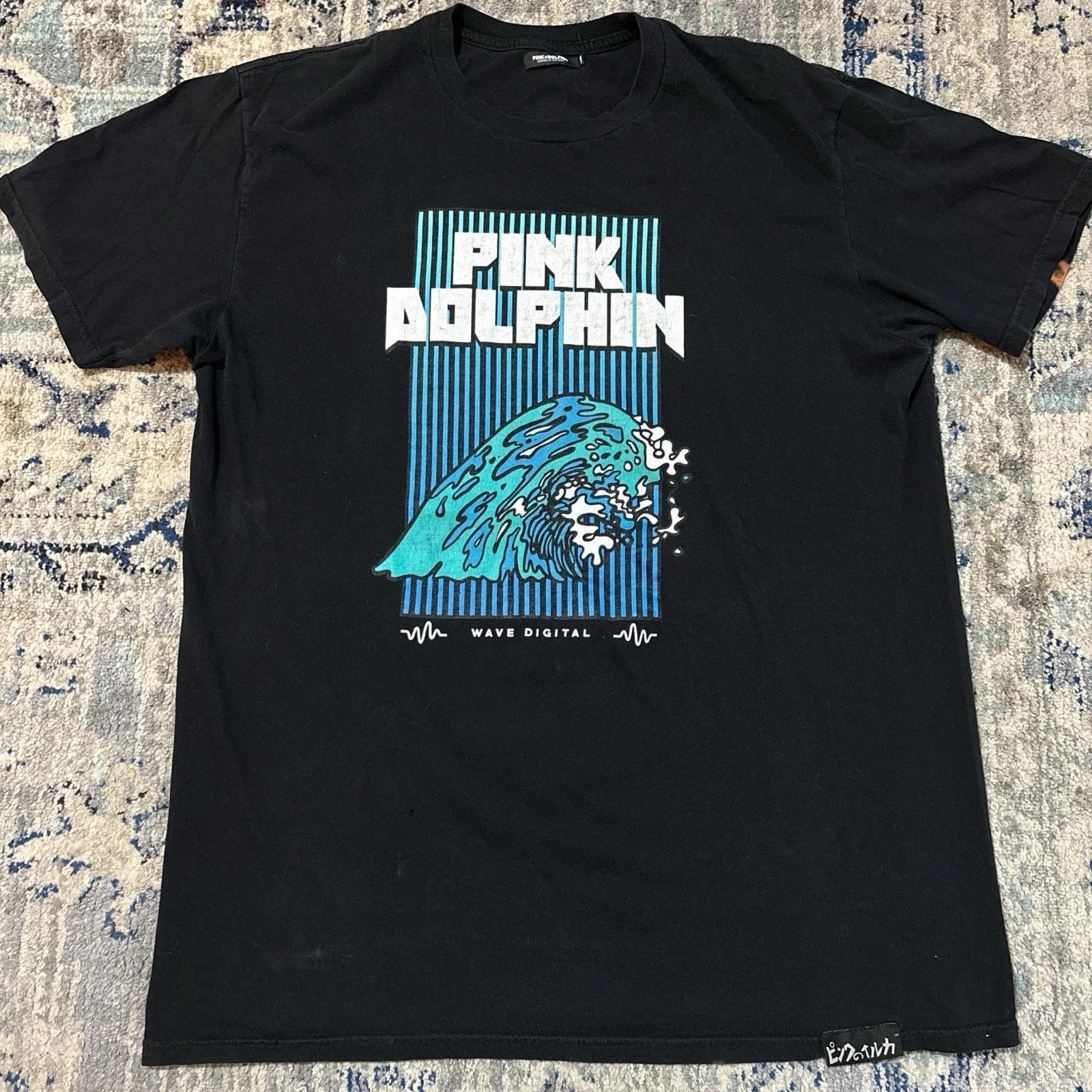 PINK + DOLPHIN Men s Graphic Print 100% Cotton T-shirt Black Size XL S