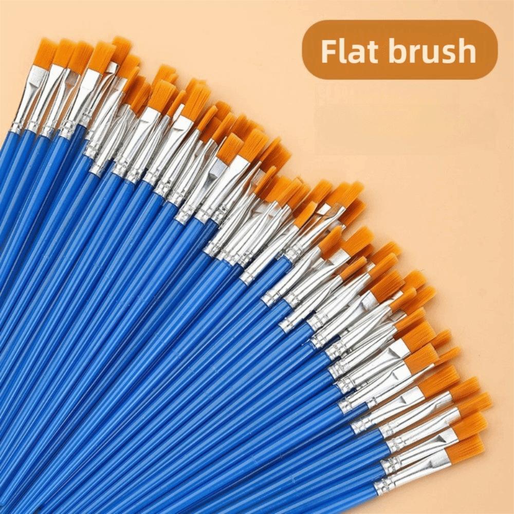 50Pcs Set Painting Brushes Set Flat Brush Nylon Hair Painting Watercolor Brush Art Painting Supplies Acrylic Painting Brushes