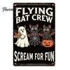 Retro Halloween Decor Wall Sign, Pumpkin Ghost Bathroom Metal Party Ornaments Art Witch Cat Festival Sign for Bar Home Room Vintage Signs