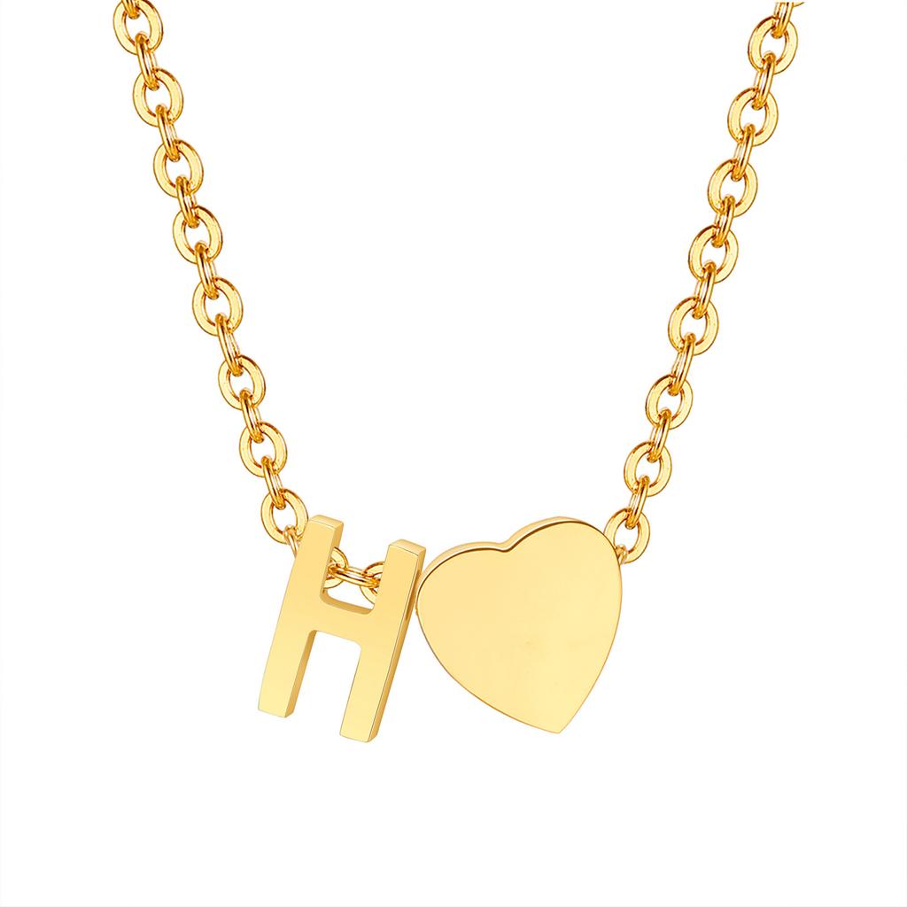 Initial Heart Necklace for Women,18K Gold Plated Stainless Steel Tiny Heart Letter Necklace, Personalized Name Jewelry
