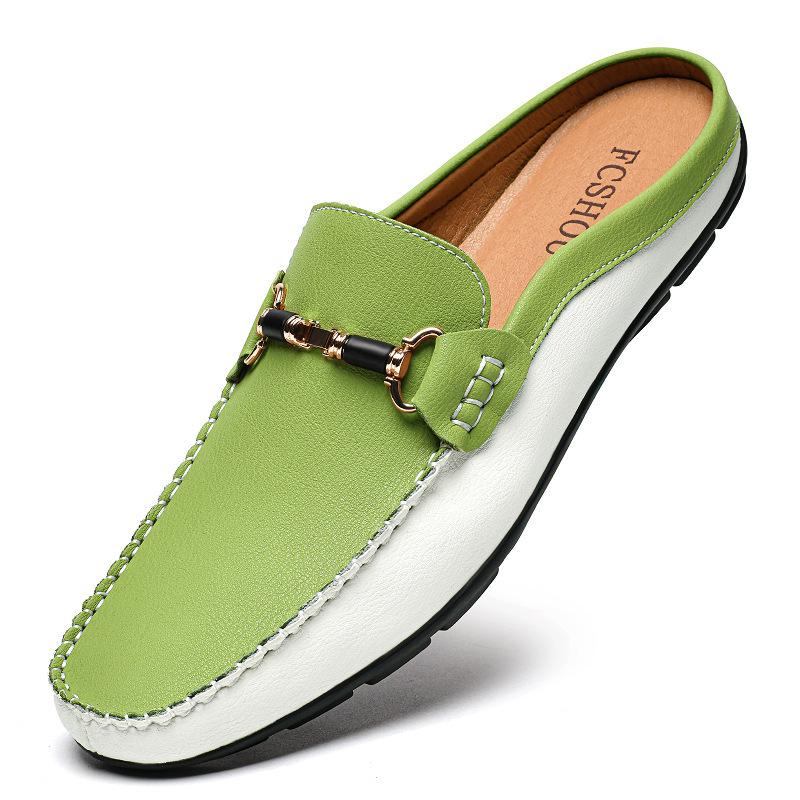 Men's British Style Breathable Casual Half Slippers - Large Sizes 45-47