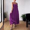 European and American Spring and Summer Women Clothes Solid Leisure Wrap-around Pleat Sling Dress