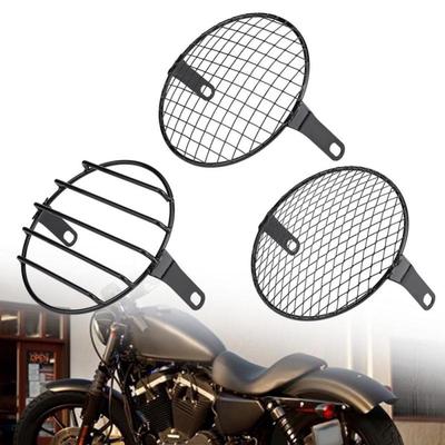 6.5\" Motorcycle Side Mount Headlight Round Grill Cover Mask for Cruiser Chopper Cafe Racer