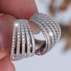 Luxury Female White Zircon Stone Hoop Earrings Fashion Silver Color Wedding Jewelry For Women