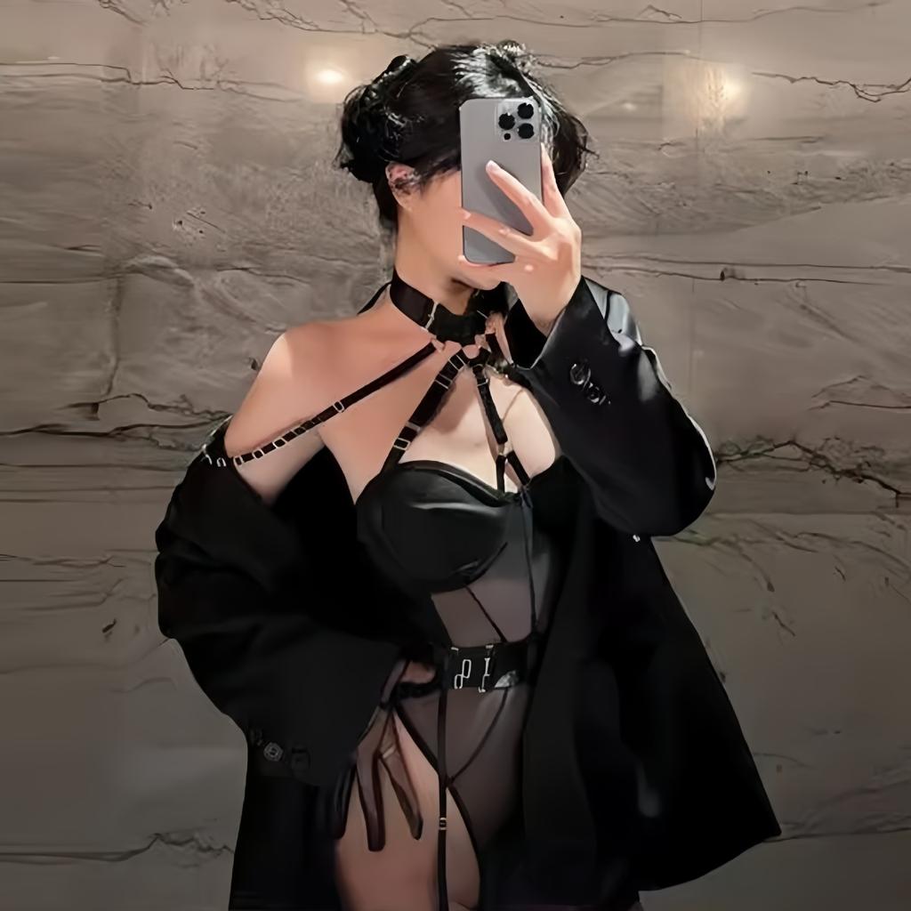 Su Aixing Erotic Underwear Onesie Mesh Belt Splicing Complex Heavy Craftsmanship Neck Belt Leg Ring New Product