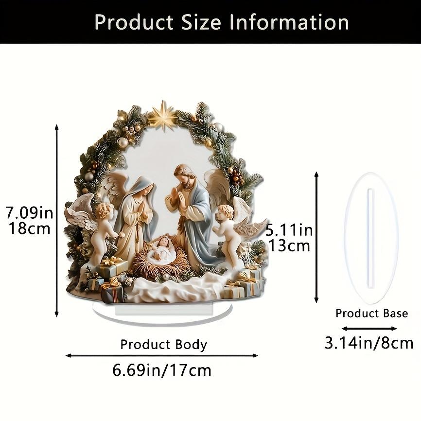 

2D Acrylic Desktop Christmas Decor - Jesus Birth Virgin Mary Angel Cartoon Print Christian Home Christmas 2026 New Year Gift