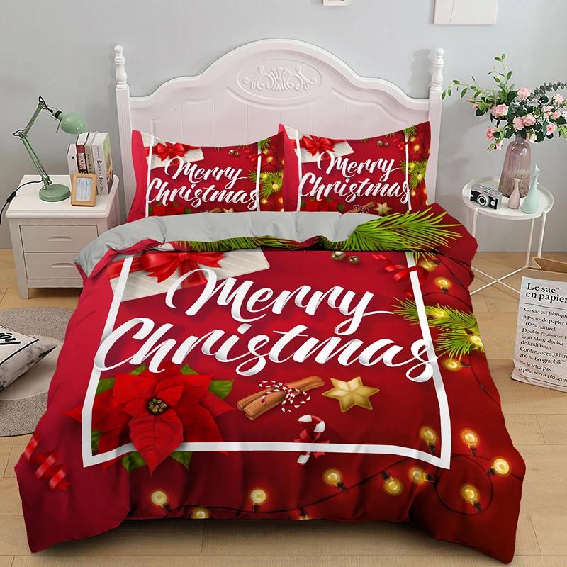 3D Printed Merry Christmas Bedding Set Queen/Twin/King Size  Christmas Decoration Home Bedclothes with Bedding Pillow