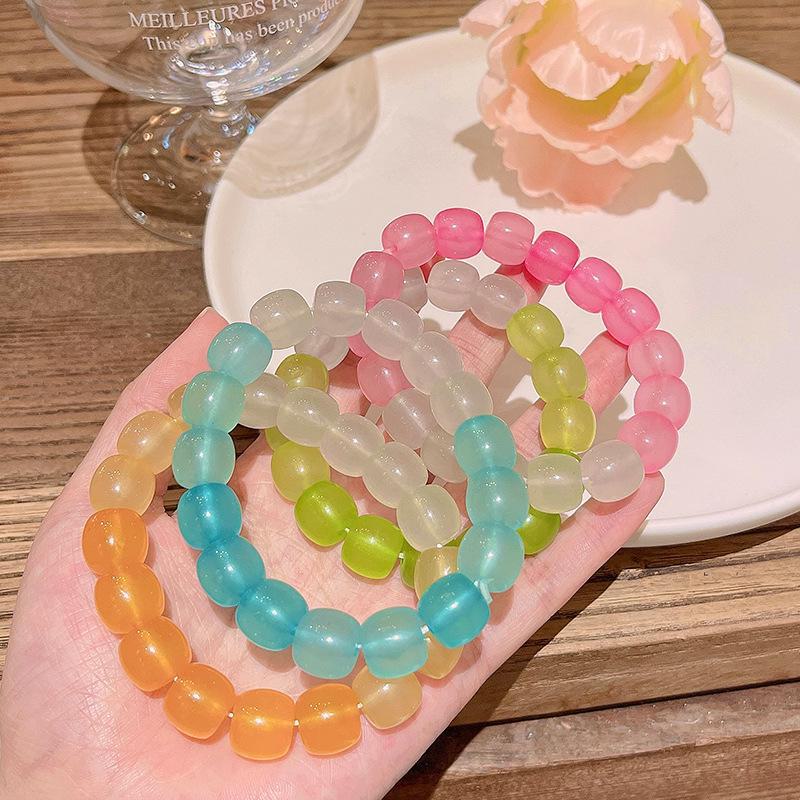 Girls' Buddha Beads Bracelet: Soft Bodhi Seed, Blush Gradient, Ice Transparent Design