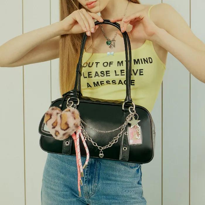 Heart Leopard Rope Chain Keyring _ Pink