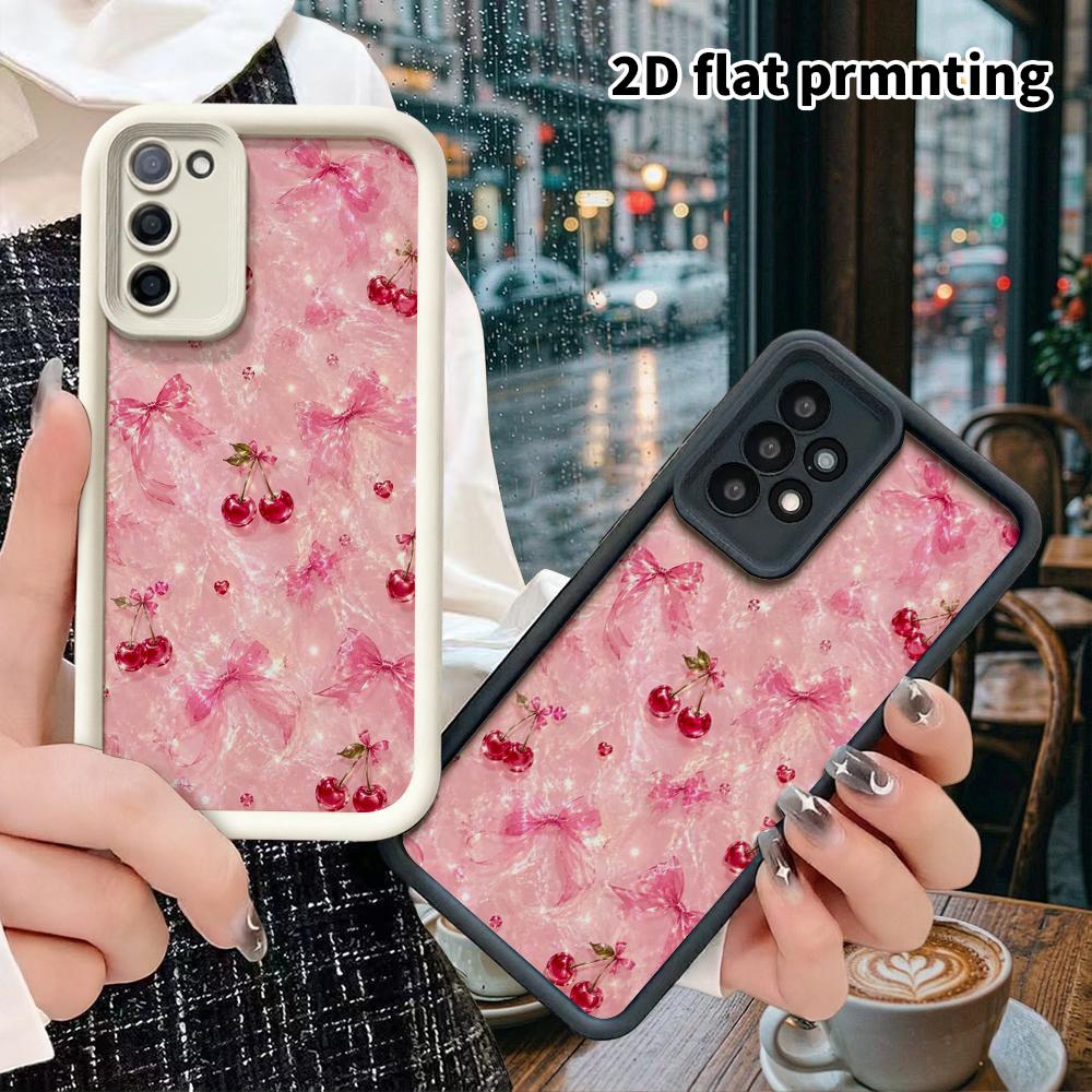 Phone Case: 2D Flat Samsung Galaxy A34 A35 M05 M06 S20 S22 S21 FE Plus 5G Layered Protective Case, Textured Cherry, Christmas and Halloween Gift