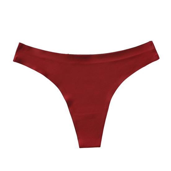 String Sexy en soie glacée sans couture pour femmes, taille basse, slip lisse, respirant, entrejambe en coton, culotte confortable