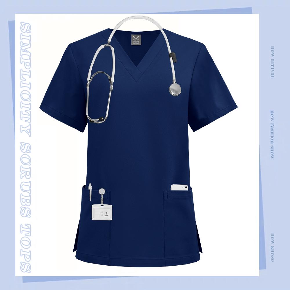 Scrubs Top Medical Surgical Uniform Scrub Blouse Unisex Hospital Working Clothing Pharmacy Nurse Shirt Dental Workwear