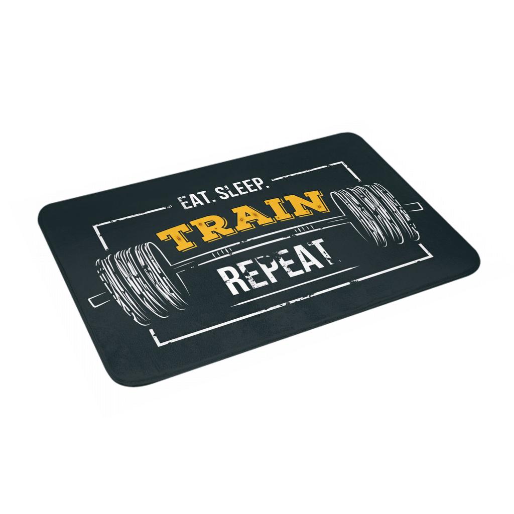 Eat Sleep Train Repeat Fitness Motivational Doormat Non-Slip Entrance Kitchen Bath Floor Door Mats Garden Carpet Rug