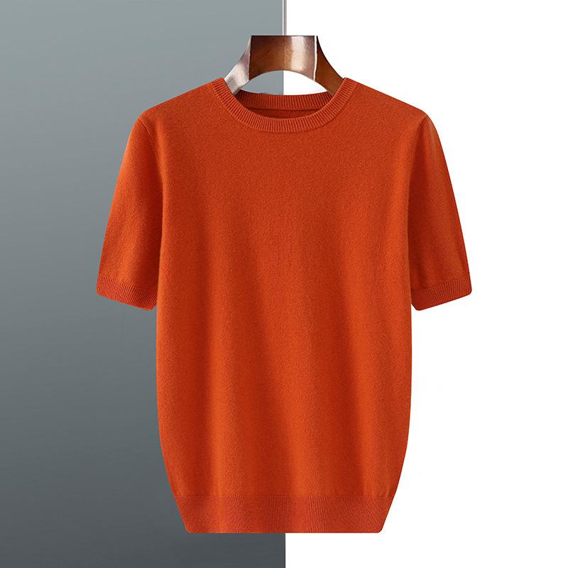 Men’s Short-Sleeve Knit T-Shirt - Autumn/Winter Business Casual, Lightweight, Round Neck Base Layer