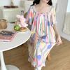 Women's Plus Size Ice Silk Nightdress - Summer Over-the-Knee, High-End, Loose Fit, Thin Section for Sizes Up To 300 Jin