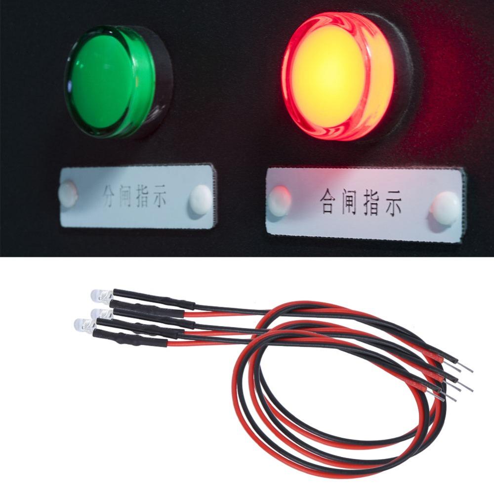 50PCS Low Power 12V LED Light Emitting Diodes 3mm Multicolor Quick Flashing LED Diode Wired Indicator Lights DIY Projects