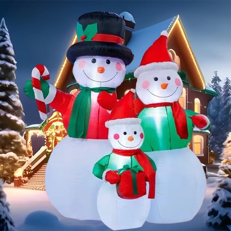 Inflatable Toy Family Snowman Christmas Inflatable Model Luminous Inflatable Model Christmas Atmosphere Decoration Model