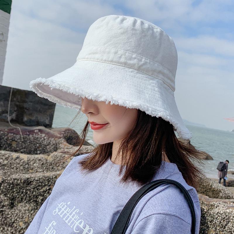 Cappello a secchiello in denim da donna - Cappello estivo traspirante per la protezione solare