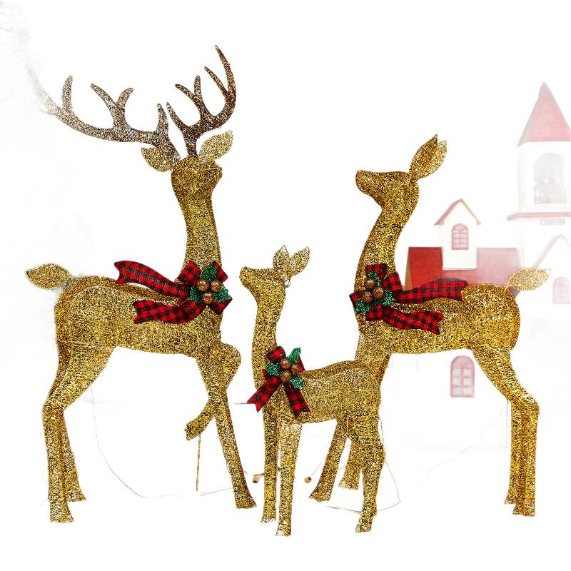 Christmas Luminous Wrought Iron Reindeer Scene Display Ornament