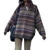 Women's Retro Striped Long Sleeve Casual Pullover Sweater