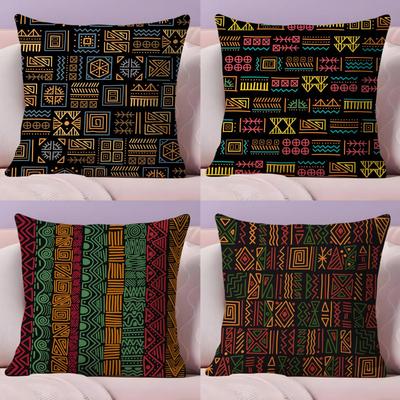 African Tribal Pattern Cushion Cover Soft Short Plush DoubleSided Printing Home Decor Machine Washable Pillow Case Gift