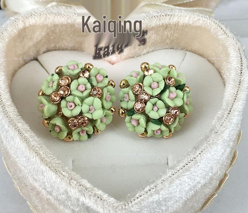 Korean Style Ceramic Rose Stud Earrings and Ear Cuffs