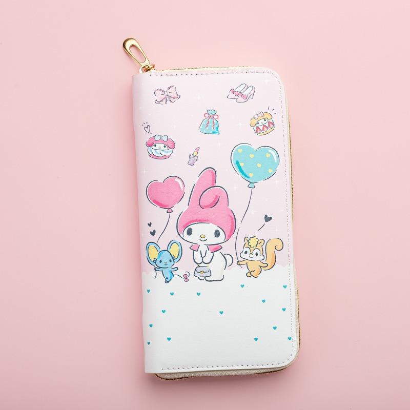 New Children's Wallet Medium and Long Zipper Clutch Bag Cartoon Style Fashion Pu Leather Student Wallet Change Bag