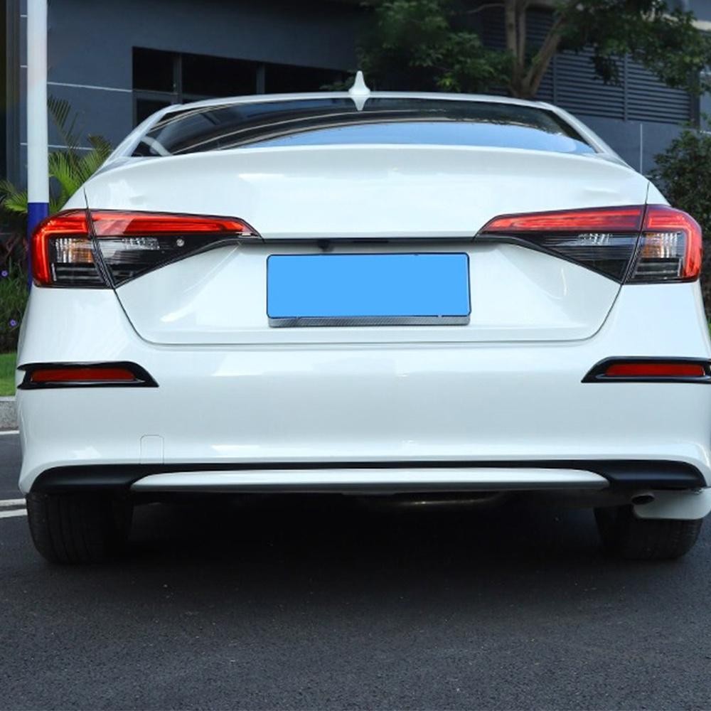 2x Rear Bumper Reflector Fog Light Covers Trim Gloss Black For Honda Civic 2022+
