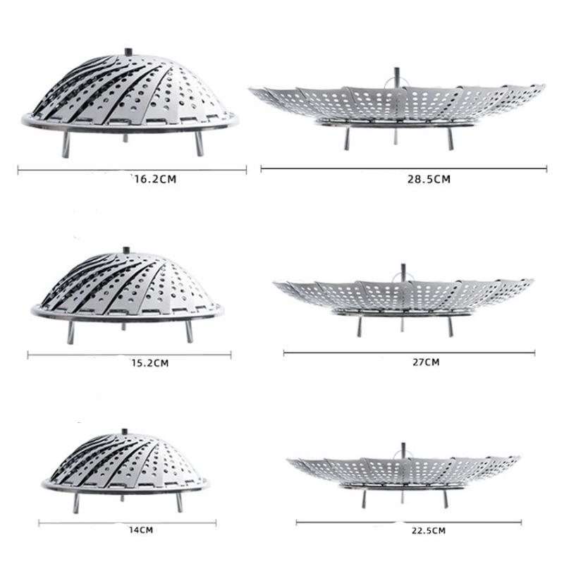 HANYANG Practical Stainless Steel Lotus Adjustable Folding Tray Various Magic Fruit Plate Telescopic Folding Steamer Tray