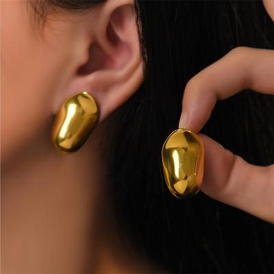 Einfache und stilvolle Edelstahl-Gold-Geometrische Glatte Ohrringe, Nicht verblassende Ohrringe, Nischen-Temperament Ohrschmuck